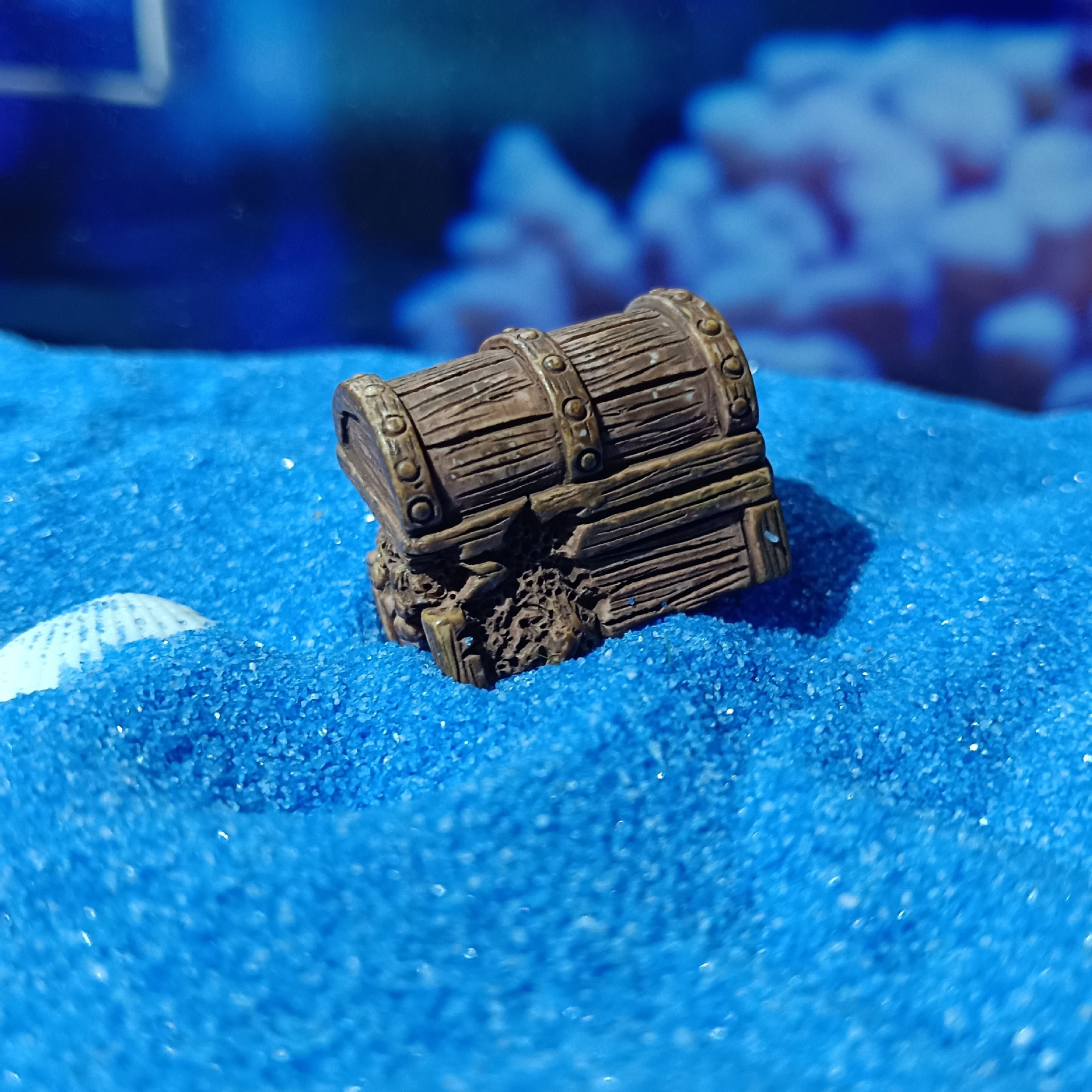 Escenografía de musgo, accesorios de micropaisaje, suculentas macetas, pecera, al por mayor, fondo marino, caja de madera vieja hundida, caja del tesoro, coche