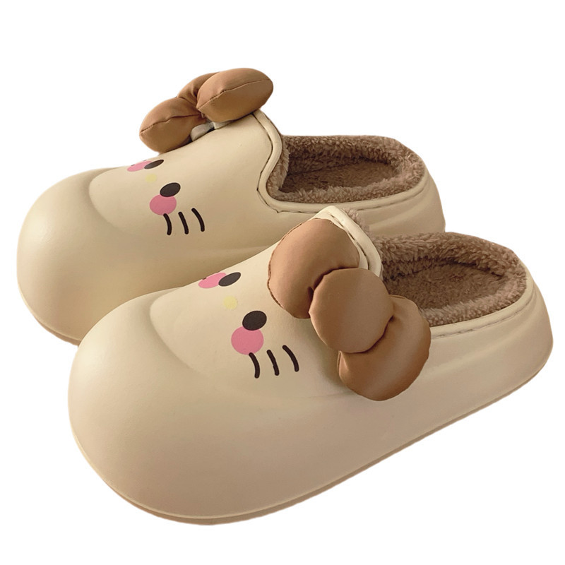 細い条の少女の心のかわいいウサギの厚い底の綿のスリッパの秋冬のファッションの外は家庭のEVA防水の綿の靴を着ます。|undefined