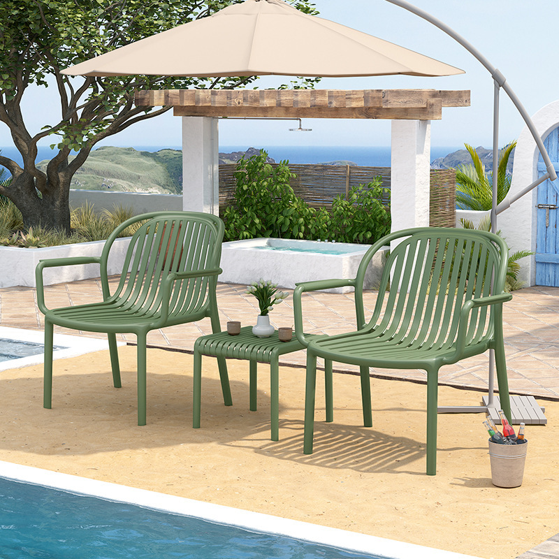 【Regular Customer】Garden Table and Chair Set for Outdoor Balcony, Leisure Armrest Beach Chair, Hollow-Out Simple Tea Table and Chairs 【Regular Customer】Garden Table and Chair Set for Outdoor Balcony, Leisure Armrest Beach Chair, Hollow-Out Simple Tea Table and Chairs