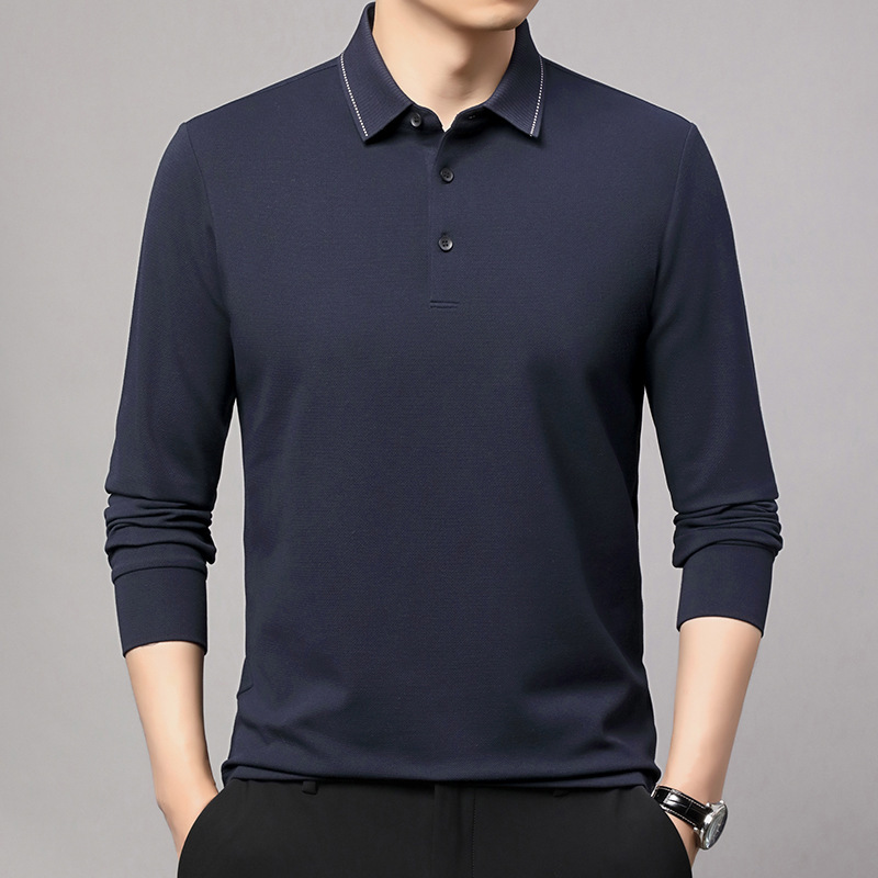 Men's Cashmere T-Shirt 2026 Autumn and Winter Business Casual Middle-Aged Dad's Top Non-Iron Men's Polo Shirt Men's Cashmere T-Shirt 2026 Autumn and Winter Business Casual Middle-Aged Dad's Top Non-Iron Men's Polo Shirt