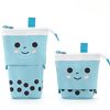 Cute milk tea, pen, telescopic pencil case, round cartoon pens holder, storage system, South Korea