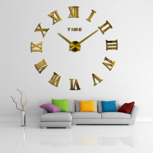 Living room watch large -size clock watch Roman digital mute DIY hanging clock simple 3D personality TV wall sticker clock