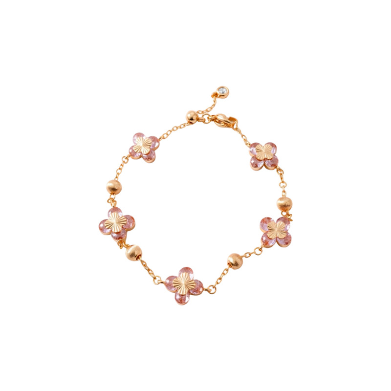 Zircon rosa flores pulseras pendientes collares ligero lujo nicho collar clavícula dulce estilo conjunto de joyería al por mayor image 6