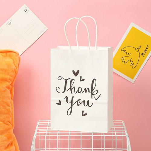 Cross-border new arrival gift bag, fashionable ins-style English birthday party, simple floral hand-carried kraft paper bag, manufacturer direct