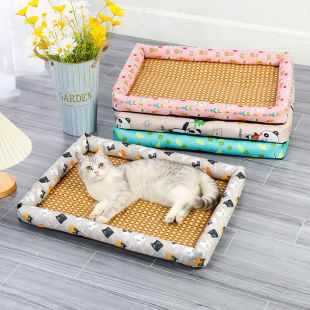 Spring and Summer Mat Nest Pet Mat Mat Teddy Golden Retriever Dog Nest Dog Mat Rattan Mat Nest Ice Cooling Mat Cat Nest Universal for All Seasons