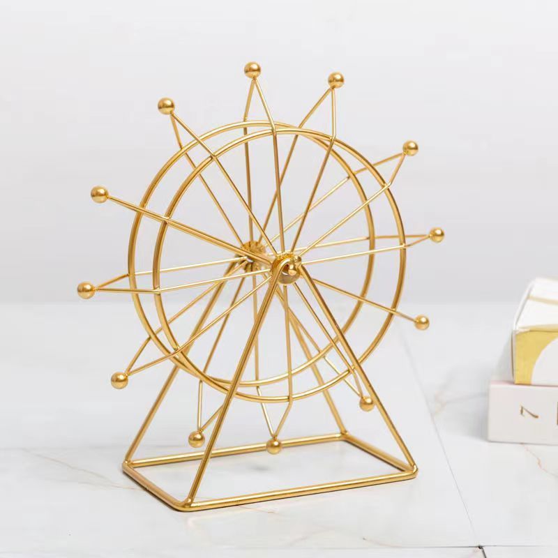 Metal Crafts Wrought Iron Office Desktop Bedroom Tv Wine Cabinet Home Decoration Rotating Ferris Wheel Ornaments