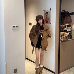 好看新款的巨初秋休闲早秋夹克2025外套女春秋薄外套短款季麂皮绒