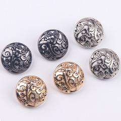 High-end metal zinc alloy tall-pedestal embroidered button, Zang Yunlei's style coat button with hollow circular gold design