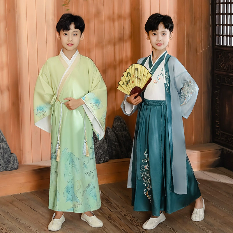 Новый детский древний костюм с длинными рукавами Hanfu 2023 для студентов средней школы и начальной школы