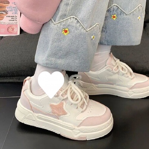Girls' Shoes Sports Shoes Trendy  Spring and Autumn New White Shoes Thick-soled Casual Sports Student Shoes