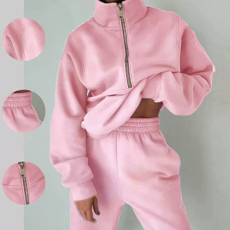 2026春季欧美女装亚马逊两件套卫衣抓绒运动街头休闲时尚套装女