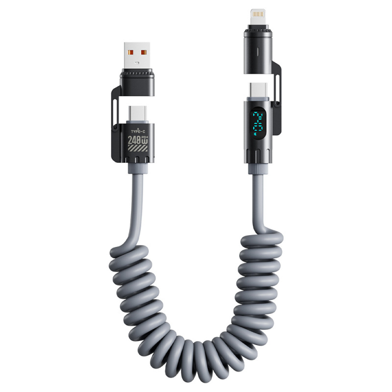 【海外ホットモデル】Huawei Appleに適した240W超高速充電デジタルディスプレイスプリングデータケーブルフォーインワン|undefined