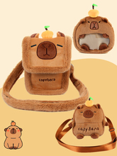 卡皮巴拉水豚斜挎包单肩包毛绒手机儿童小包包迷你女孩可爱男学生