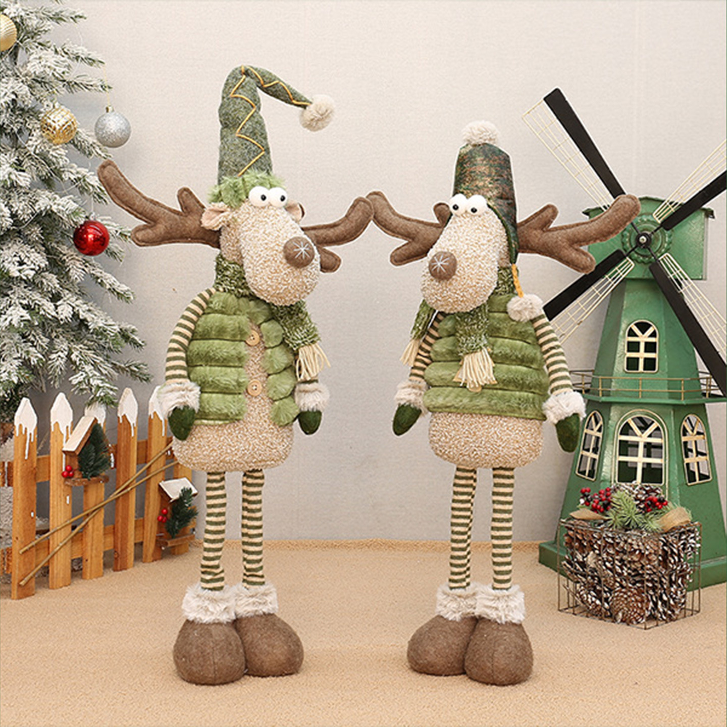 European-Style Christmas Reindeer Plush Decor – Handmade Fabric Stag Doll For Holiday Tabletop, Fireplace & Festive Gift Giving_voghion.com
