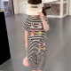 Girls' suit Stylister Children's Short-sleeved 2024 New Children's Casual Striped T-shirt Cute Girl's Two-piece Set
