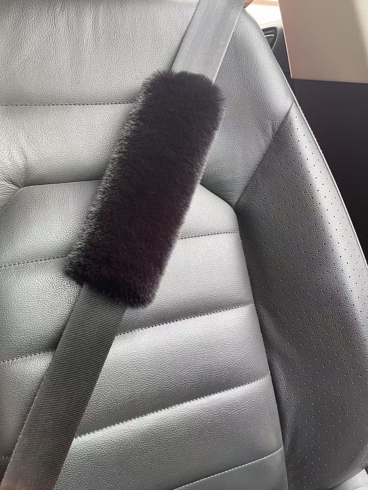 Car Seatbelt Shoulder Pads Imitation Rex Rabbit Fur Anti-Scratch Backpack Straps Children's Schoolbag Backpack Decorative Covers Decorative Pads