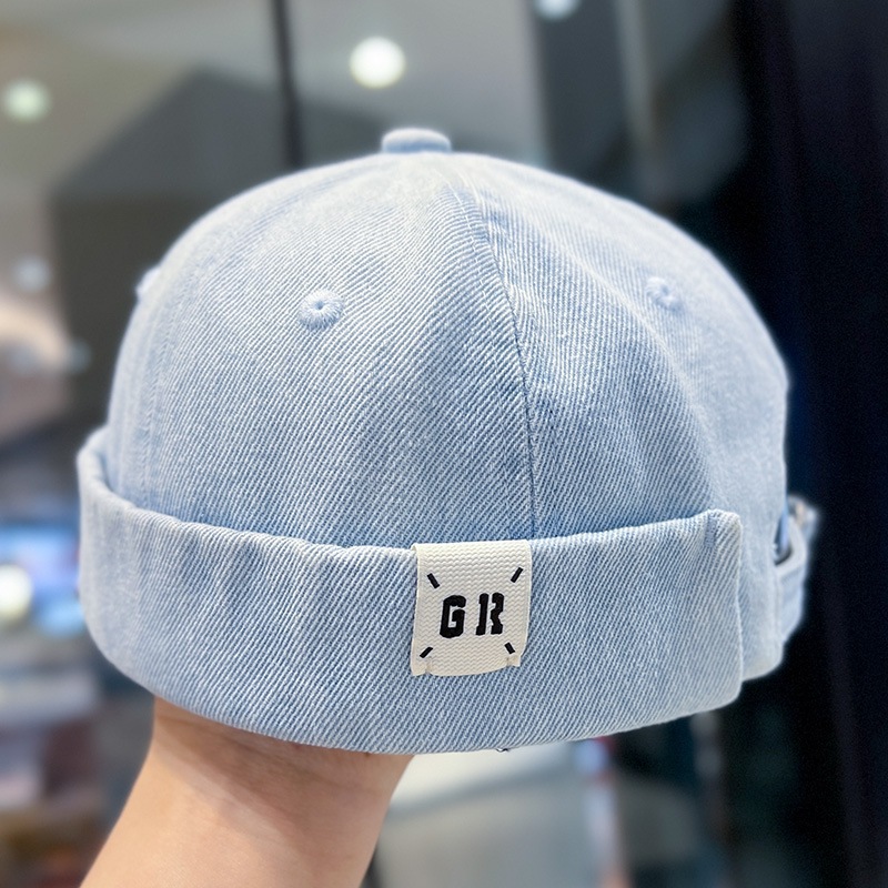 Docker Hat Brimless Denim Cap For Men And Women Korean Style_voghion.com