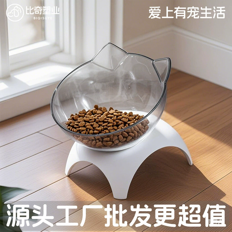 Индивидуальная миска для кошек и собак, одиночная миска с наклонным горлышком, защита шеи через границу, прозрачная миска для домашних животных на высоких ножках, противоударная миска для еды, готовая к продаже