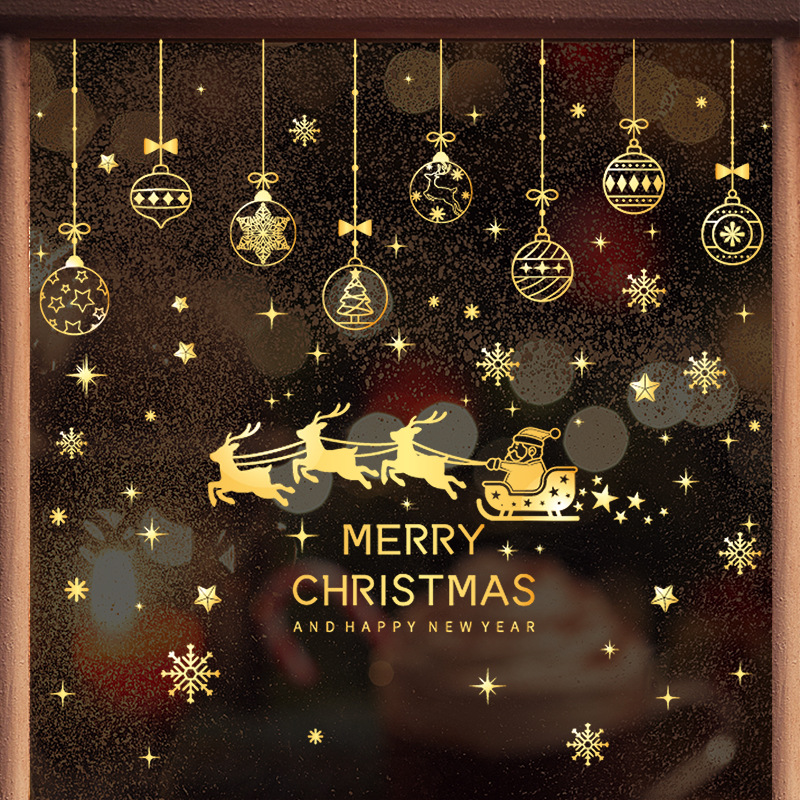 Christmas decoration snowflake stickers Santa Claus sleigh electrostatic stickers Amazon explosions Christmas ball glass window stickers