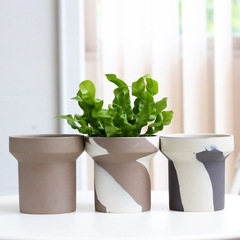 Korean creative pots with contrasting colors for orchids, clay succulent ferns, root flowers, breathable mixed-color ceramic flower pots