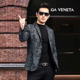 2026新真皮时尚休闲男士绵羊皮西服真皮休闲外套中年男装百搭通