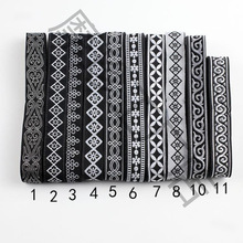 蕾丝花边花边地毯织带辅料黑白线条传统民族风纹样印花等服垒德株