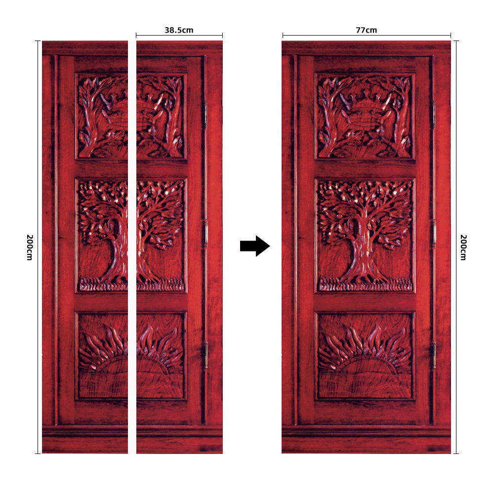Pegatinas para puertas 3D respetuosas con el medio ambiente, autoadhesivos, fabricantes de origen al por mayor, patrones populares transfronterizos de alta definición, adhesivos para puertas impermeables, a prueba de aceite y antiincrustantes