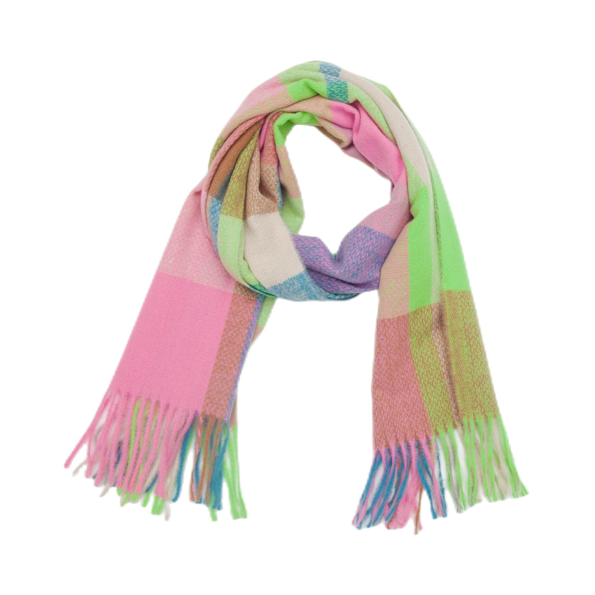 Winter Season Women's Casual Simple Style Lattice Polyester Tassel Scarf