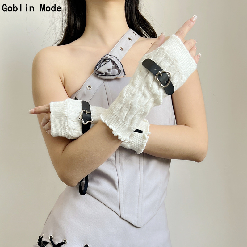 y2k亚文化朋克风露指手臂套cosplay漫展少女暗黑萝莉假袖子手袖套|undefined
