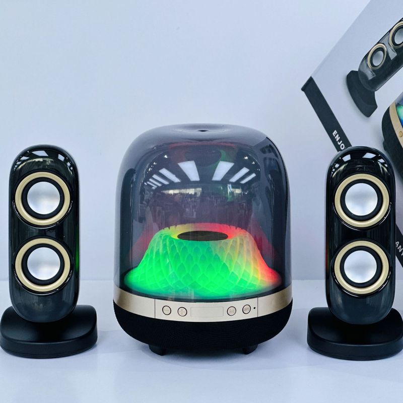 新しいワイヤレスbluetoothスピーカーRGBクリスタル透明デスクトップコンピュータサブウーファー対箱クリエイティブオーディオクロスボーダー|undefined