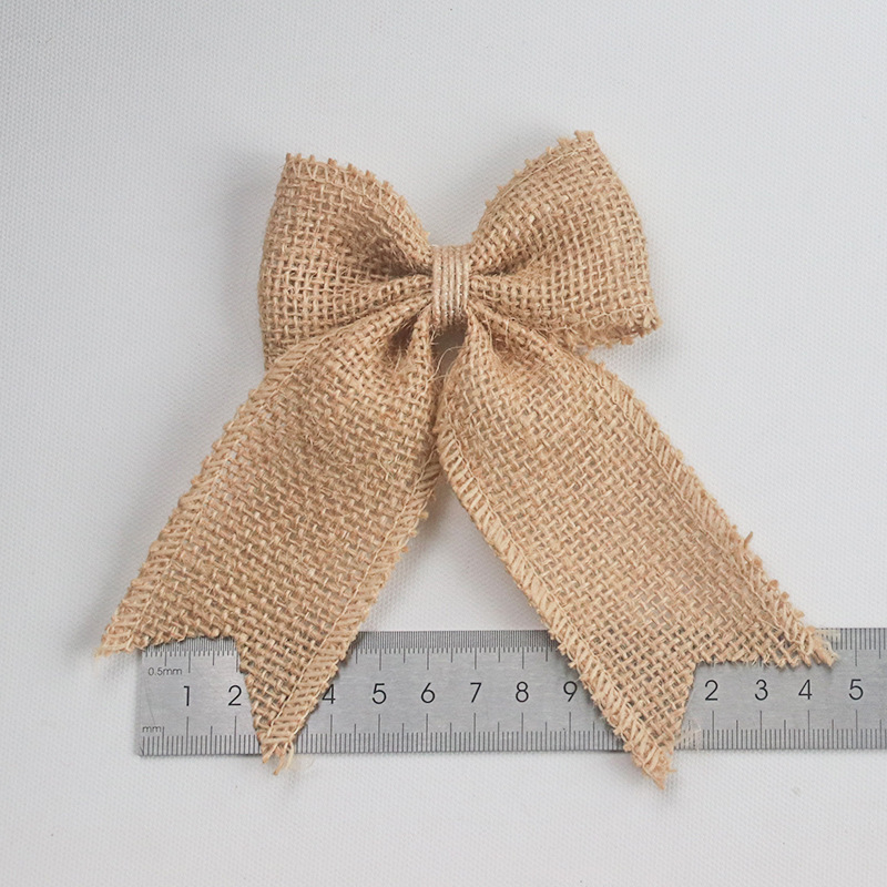 圣诞蝴蝶结装饰 燕尾南瓜粗麻蝴蝶结 仿麻织带花环黑白格子蝴蝶结