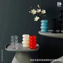 现代简约 ins风中古玻璃花瓶中式小众轻奢插花创意居家摆件工艺品