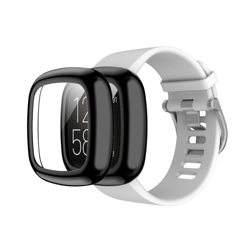 For Phoebe fitbit versa3 Smart Watch Protective Case Drop-resistant TPU All-inclusive Electroplated Watch Protective Case