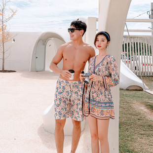 Couple Swimsuit Women's Three-Piece Split Skirt Bikini Belly-Covering Slimming Vacation Sexy Gathering Fairy Style Swimsuit