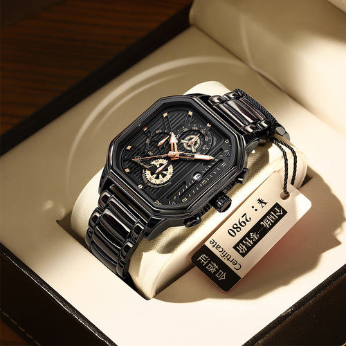 New cross-border square men's watch foreign trade fashion Swiss watch waterproof quartz watch men's mechanical watch wholesale