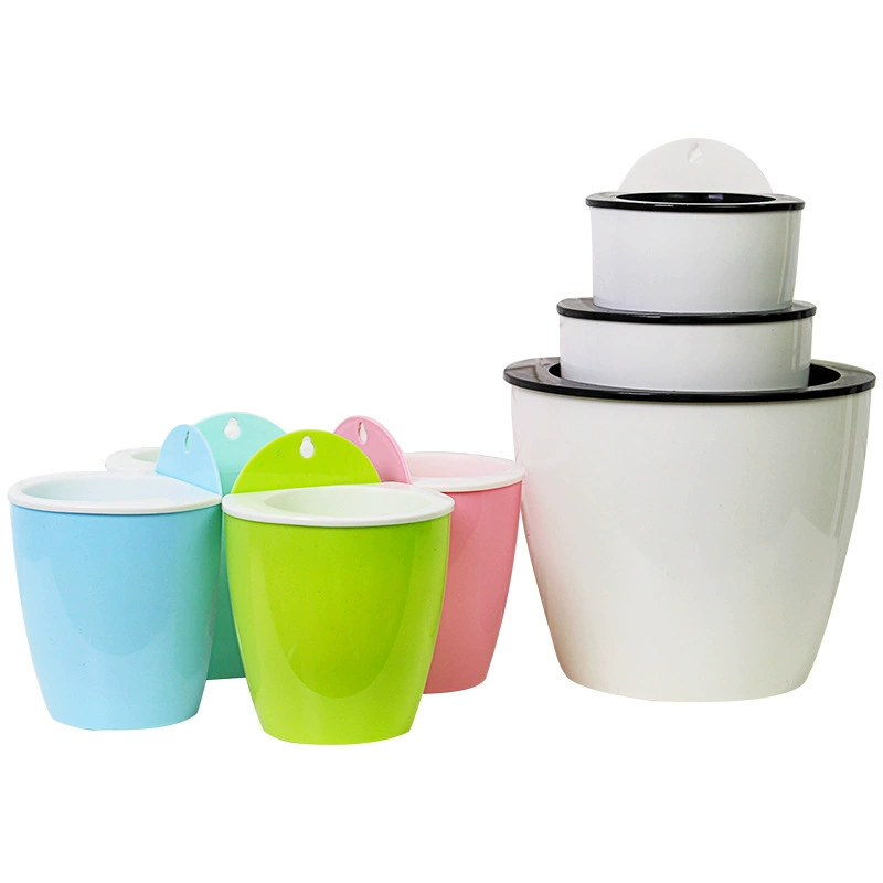 Настенный цветочный горшок цветной креативный инжекционный зеленый укроп подвесной горшок ленивый человек автоматически впитывает воду висит на стене пластиковый подвесной