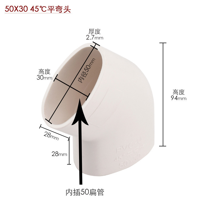 Pvc平継手50地漏れシフター洗濯機下水変位丸平エルボ楕円管平管部品|undefined