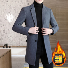 冬季风衣男士休闲时尚羊毛呢子外套毛呢大衣男青年英伦大一件代发