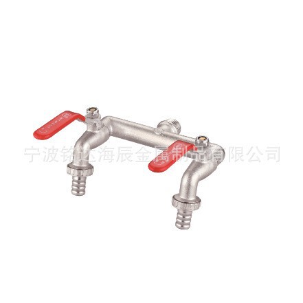 1/2 Brass Water Faucet, One Inlet and Two Outlets, Garden Tap, 1/4 Inch Dual Opening Dual Control Washing Machine Faucet Bibcock