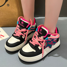 冬季新款高帮加绒保暖潮流女鞋韩版休闲时尚网红厚底板鞋一件代发