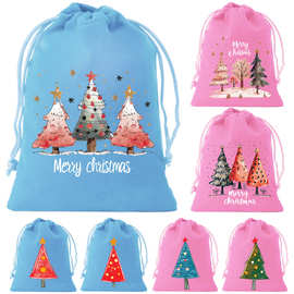 2026圣诞绒布袋圣诞老人袋子儿童礼物袋大号圣诞装饰品抽绳束口袋