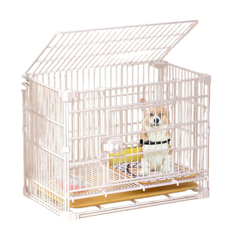 厚い犬ケージバックルホイール付き屋内小型犬ケージ鉄ケージ輸送ケージはペット小屋と積み重ねることができます|undefined