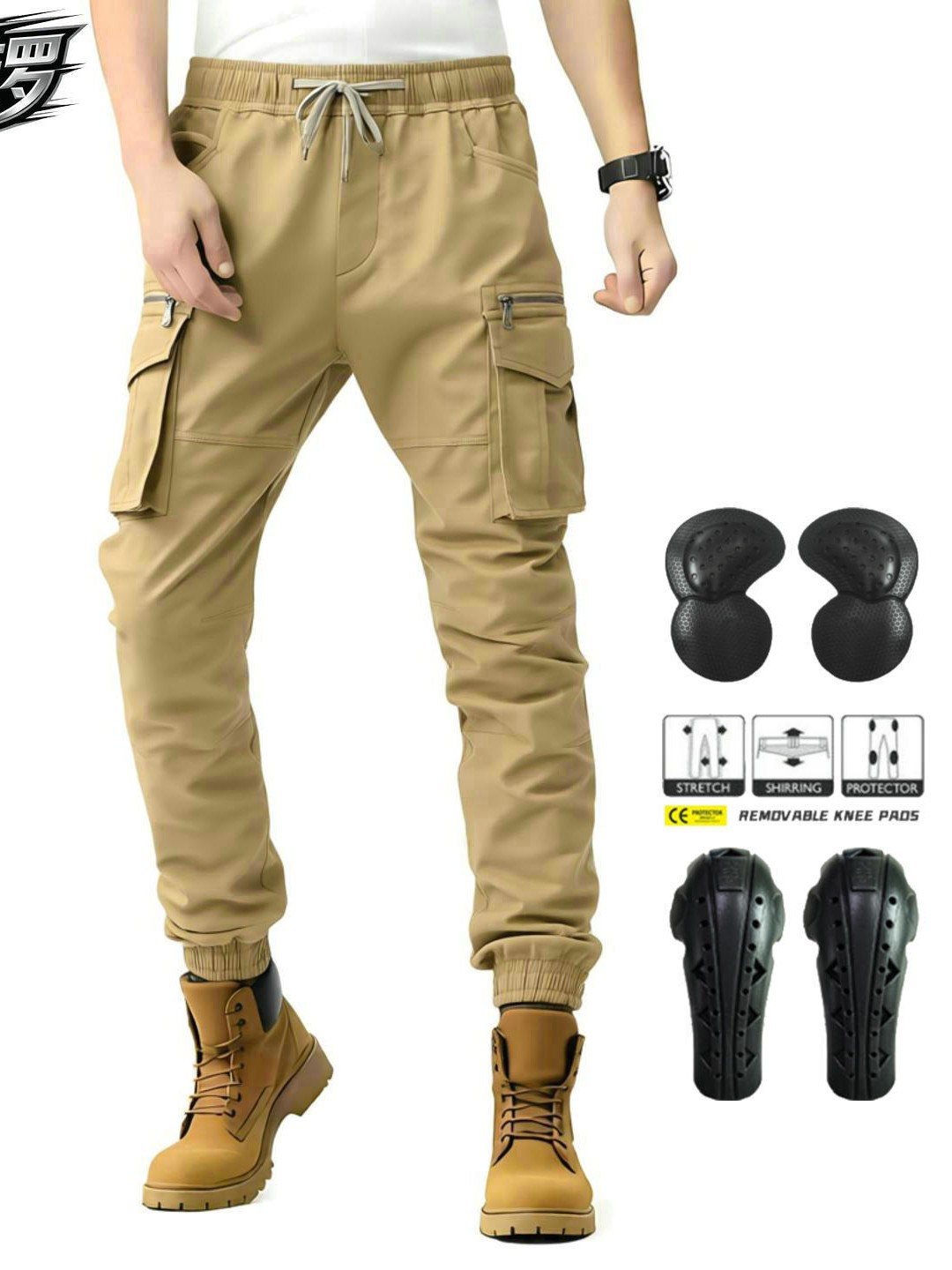 Pantalones de motocicleta VOLERO para hombres al aire libre para montar tácticas multi-bolsas de herramientas para locomotoras casuales pantalones anti-caídas
