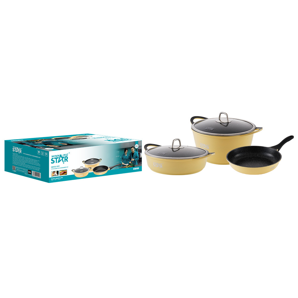 Winningstar transfronteriza cocina especial utensilios de cocina arroz frito olla caliente agua hirviendo multifuncional sartén antiadherente Juego de 3 piezas