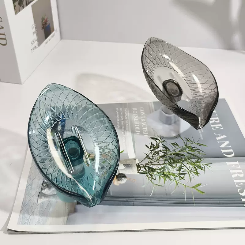 新款叶子形吸盘沥水香皂盒家用肥皂盒置物架个性免打孔卫生间皂托