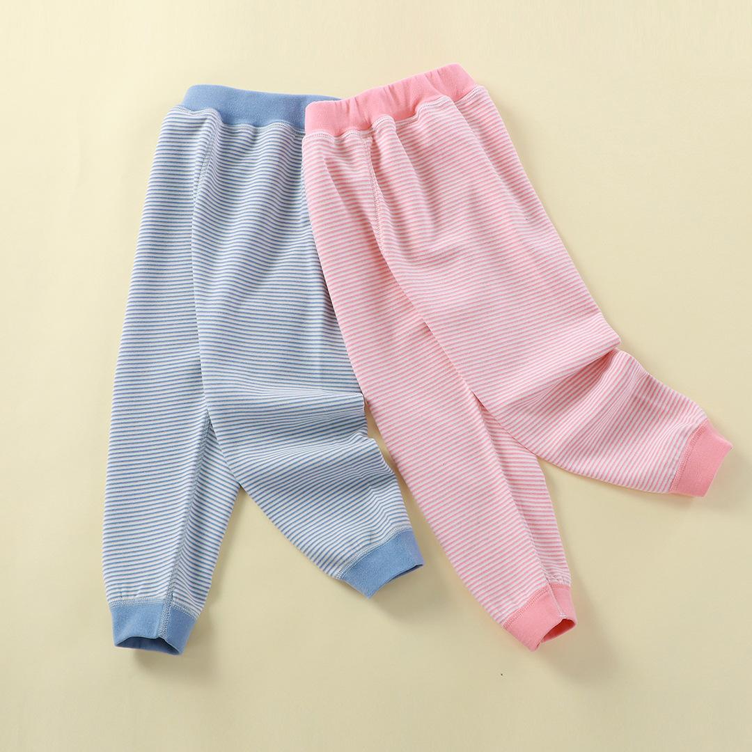 Children's Thermal Striped Loose Leggings for Boys and Girls, Thickened and Elastic for Warmth