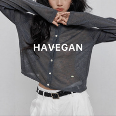 与间HAVEGAN/慵懒灰色天丝圆领针织防晒开衫女夏季薄款冰丝披肩空