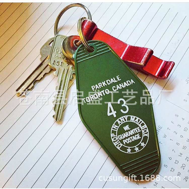 Plastic luggage retro keychain for hotel for keys