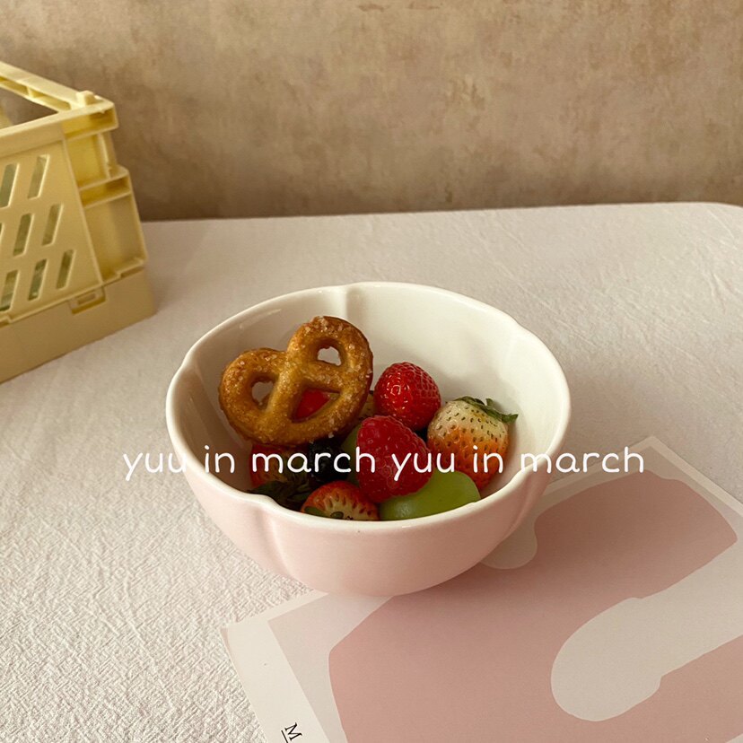 마룬핑크 꽃잎 작은그릇 4.5inch