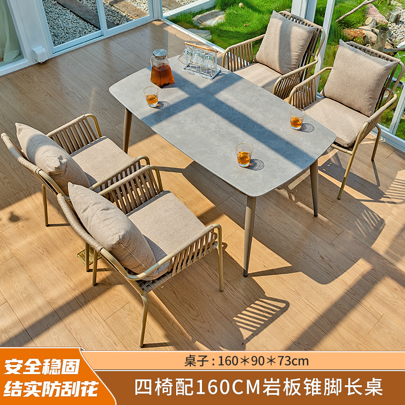 Al Aire Libre mesa y silla patio anticorrosión de madera jardín al aire libre cafetería al aire libre de madera de plástico tabla larga combinación fábrica de Ventas Directas